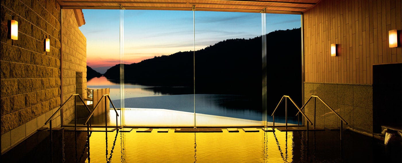 大浴場　夕焼け