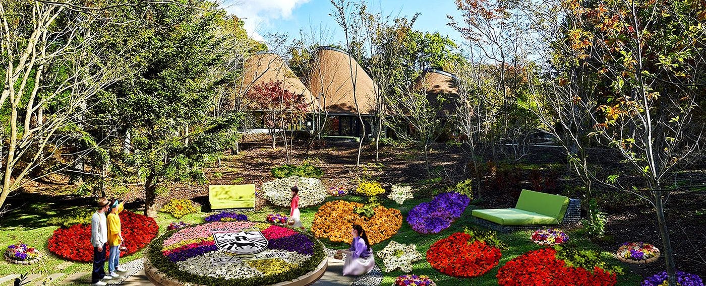 Risonare Resort dengan bunga bermekaran di ladang