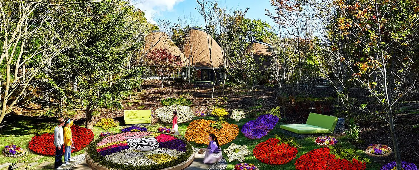 Risonare Resort dengan bunga bermekaran di ladang