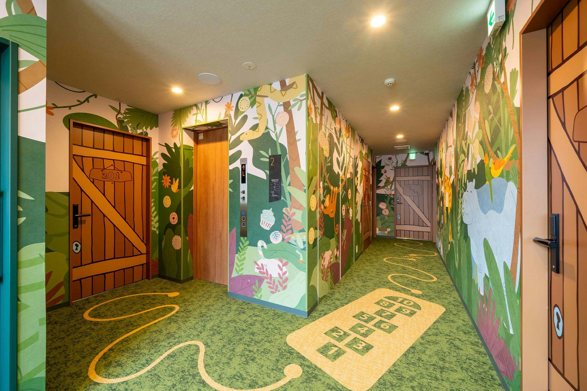 โถงทางเดินหน้าห้องพัก