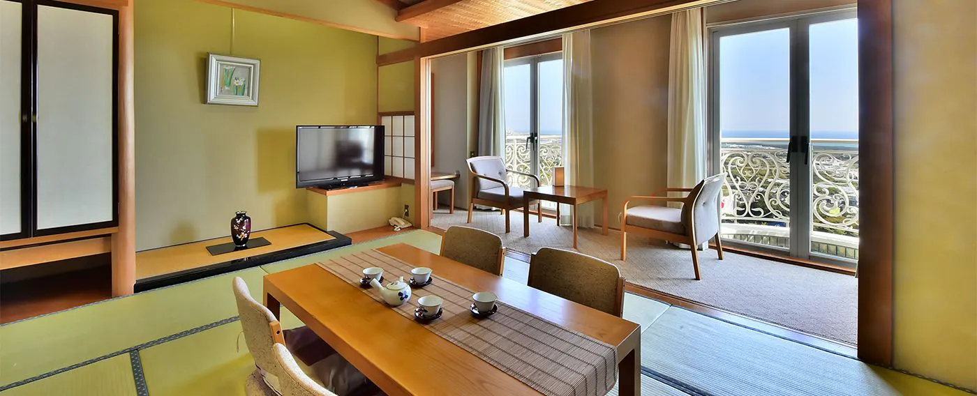 【ห้องพักสไตล์ญี่ปุ่นพร้อมวิวทะเล 10 เสื่อ ทาทั้งหมด 38.7 ตารางเมตร】