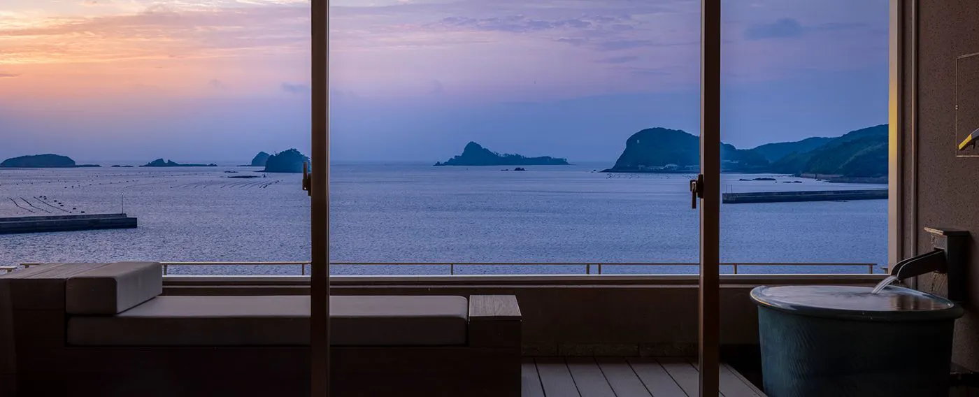 全室オーシャンビュー&源泉掛け流し露天風呂付き客室