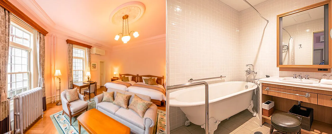 ห้องพักพร้อมอ่างอาบน้ำแบบคลาสสิก "ตึกตะวันตก ฮิสทอริคดีลักซ์ฮอลลีวูดทวิน"