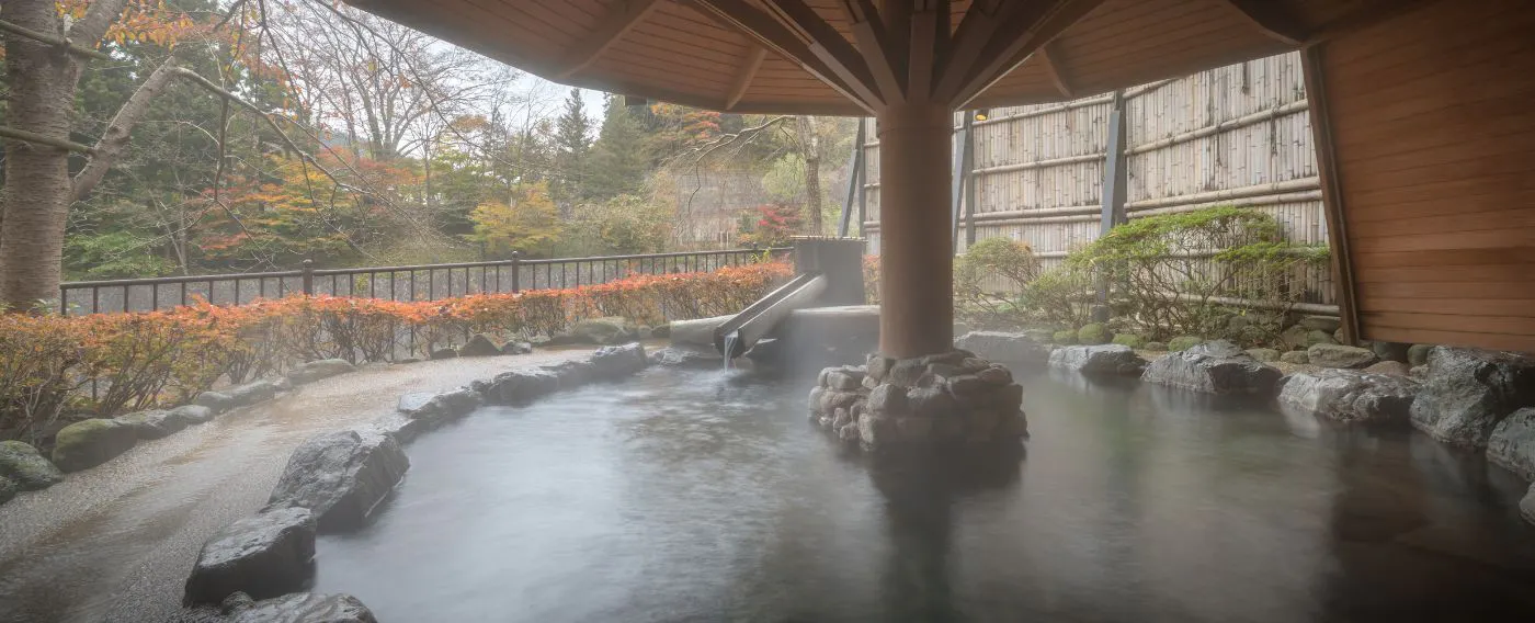 Open-air bath by the mountain stream