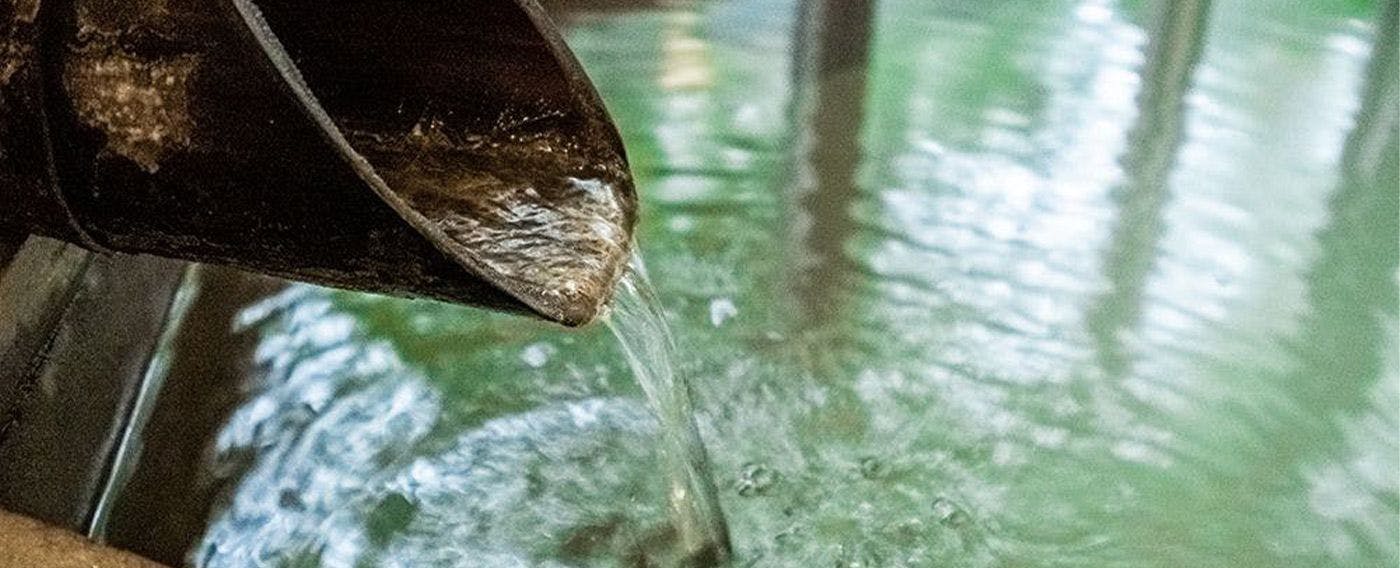 원천에서 직접 흐르는 온천