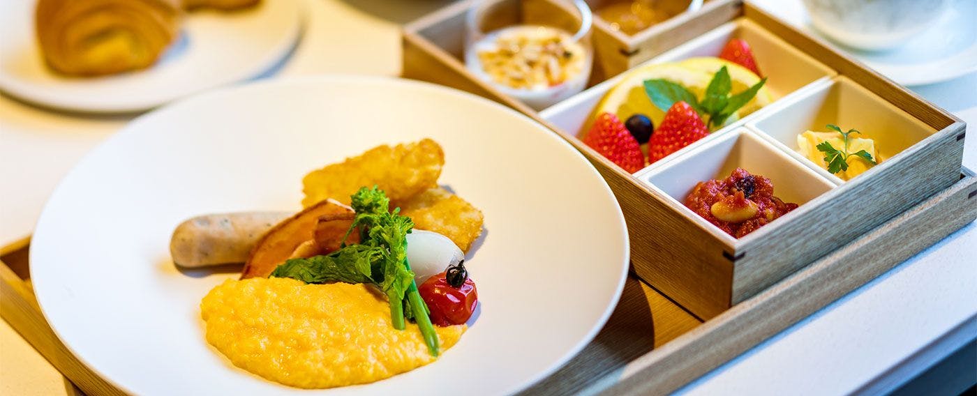 アメリカン・ブレックファスト：卵料理は数種類からお選びいただけます。