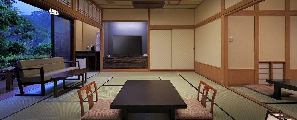 附信樂燒露天浴池的客房／爽籟之間
