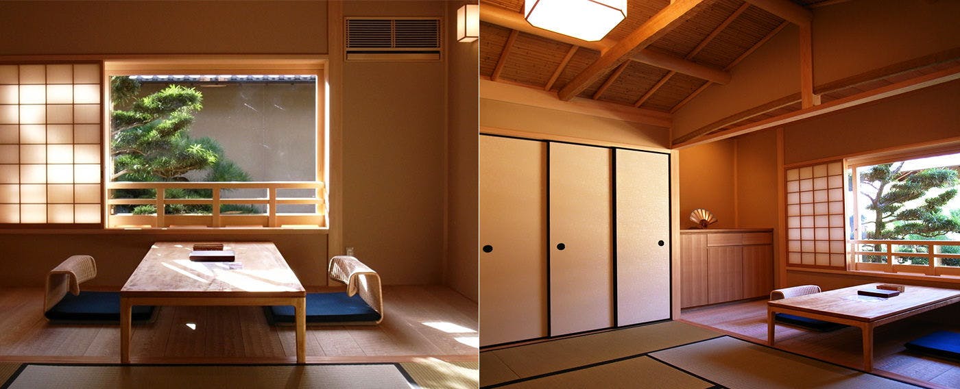 槇の木と瓦が映えるリニューアル部屋「千歳」