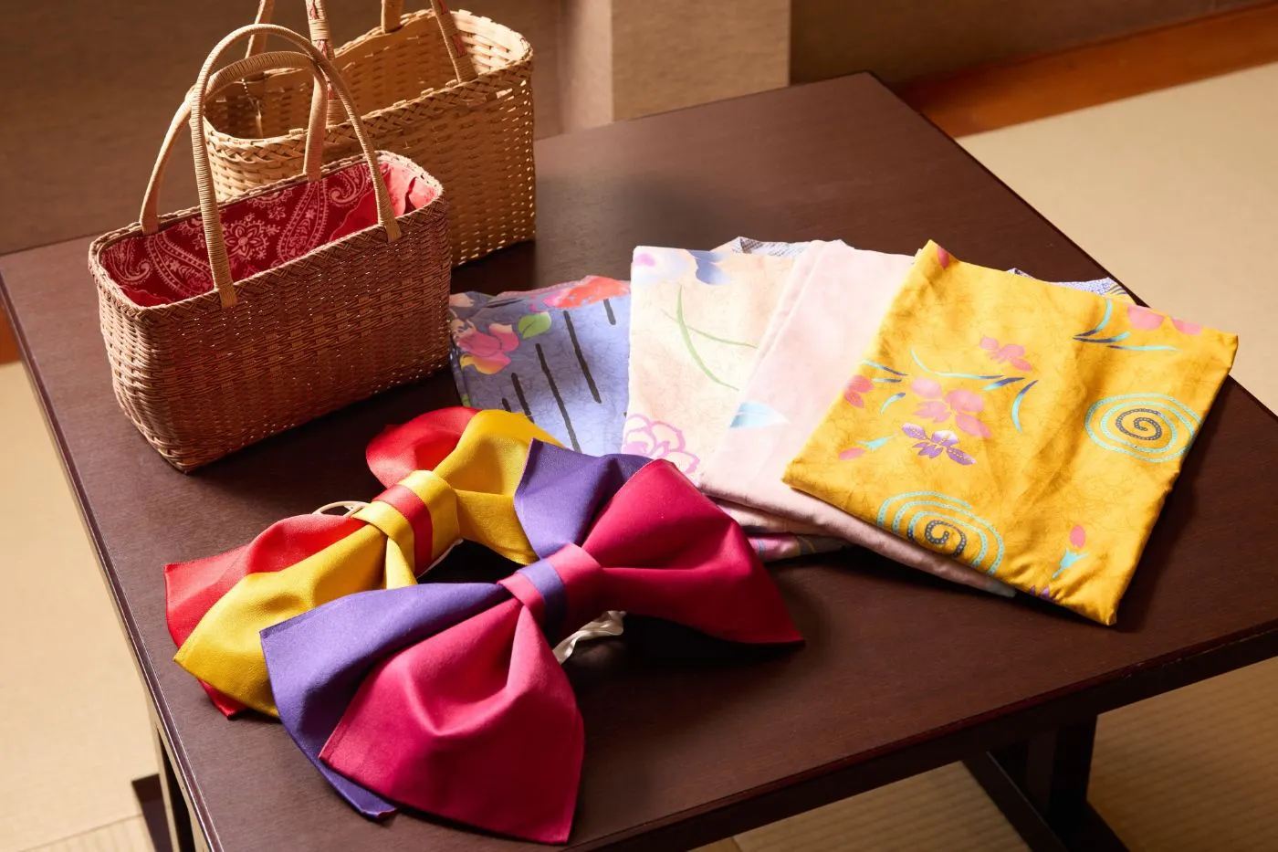 Colored yukata robes