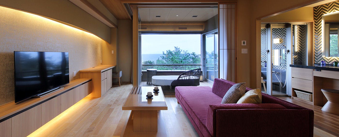 NEW：温泉半露天･テラス付フレンドリー室（4ベッド：5F）