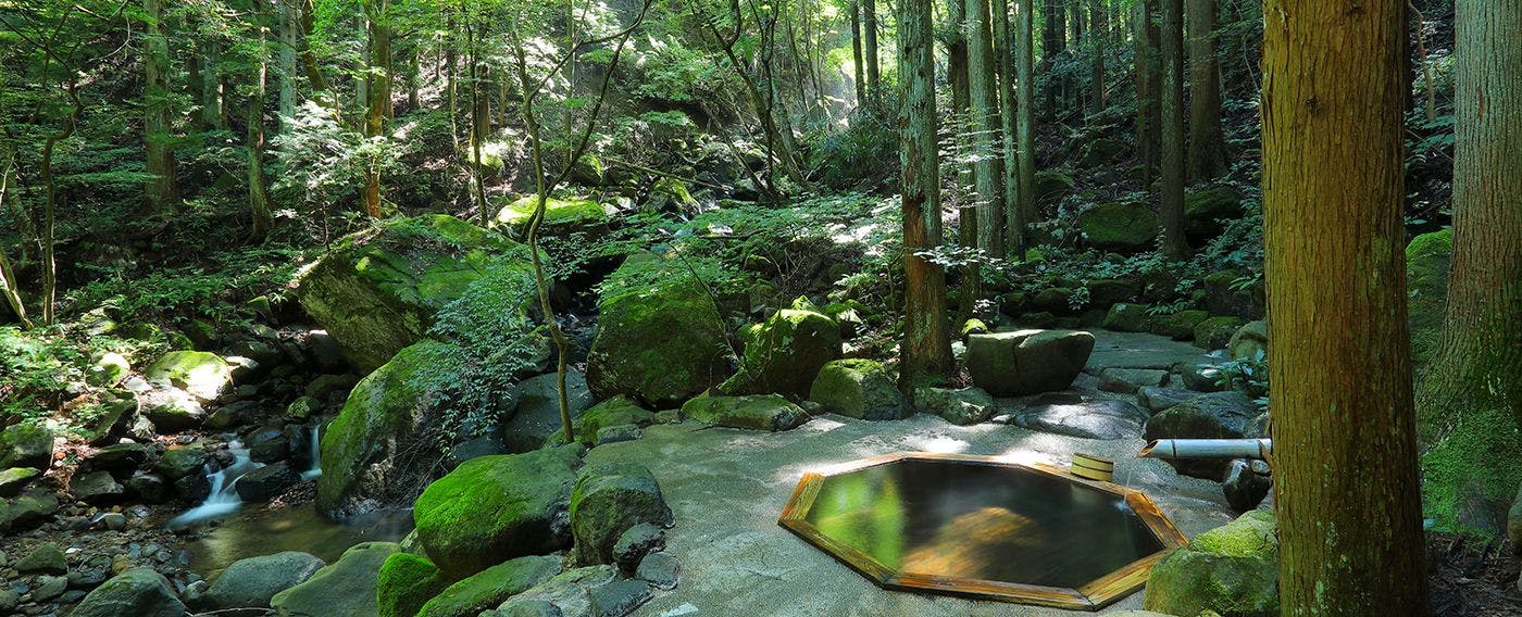 豊かな⾃然に囲まれた安らぎの宿で 誰にも邪魔されない完全貸切の湯を味わう贅沢