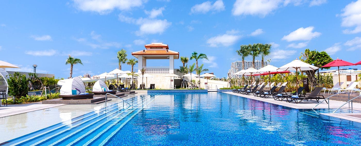 Adjacent to DoubleTree by Hilton Okinawa Chatan Resort  
Two outdoor pools (open during summer season)