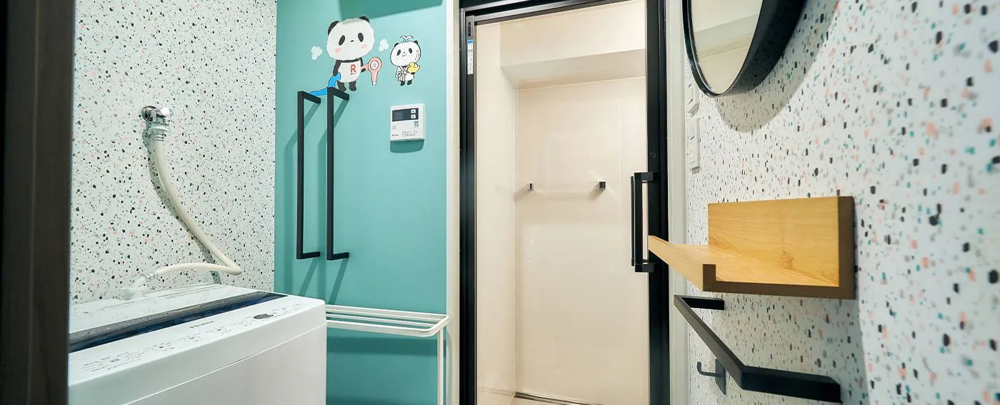 Bilik Panda Membeli-belah, bilik mandi, mesin basuh